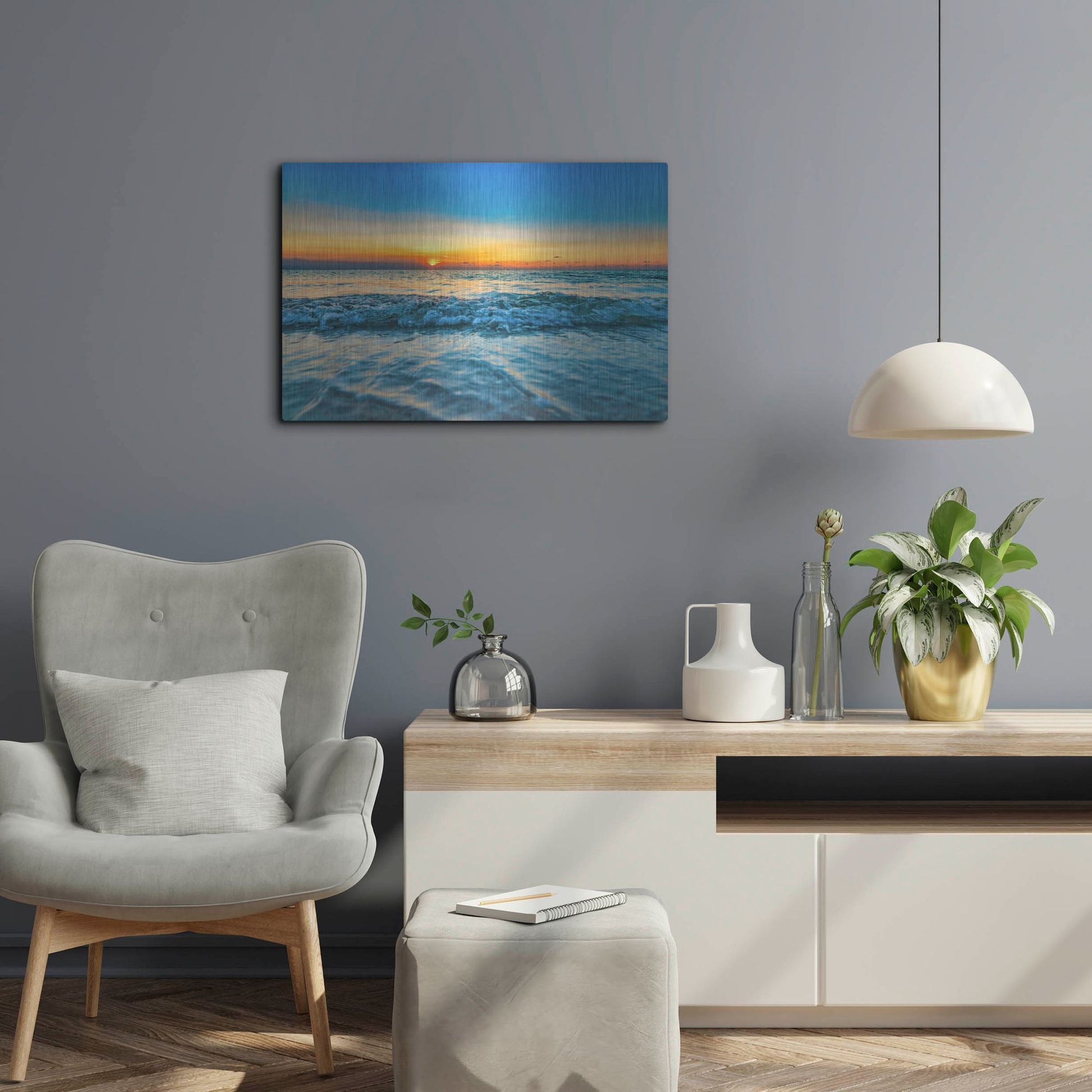 Luxe Metal Art 'Calm Aruba Blue' by Mark A Paulda, Metal Wall Art,24x16