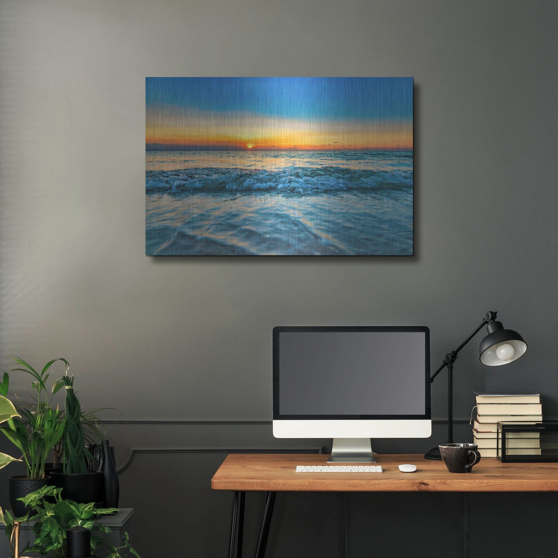 Luxe Metal Art 'Calm Aruba Blue' by Mark A Paulda, Metal Wall Art,36x24