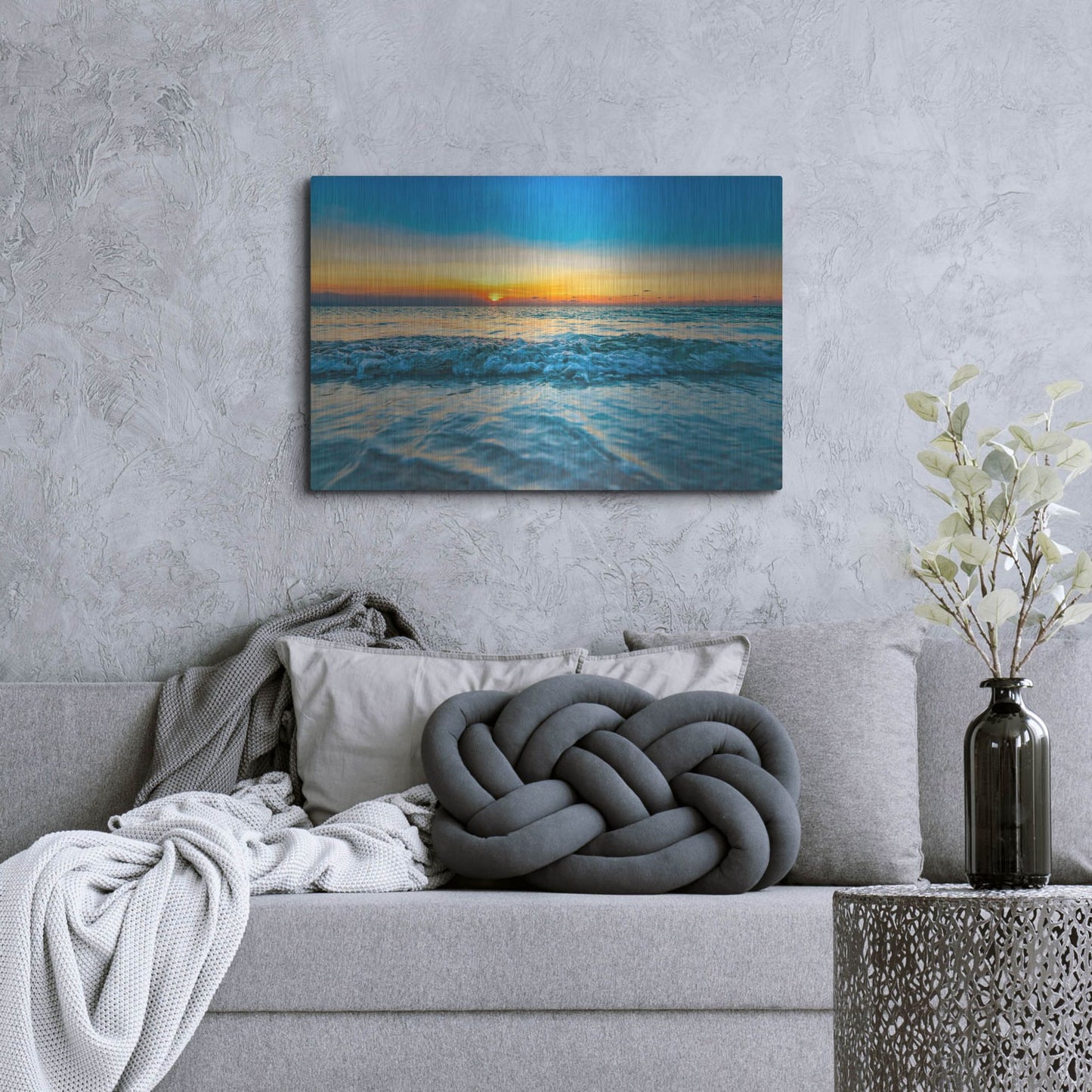 Luxe Metal Art 'Calm Aruba Blue' by Mark A Paulda, Metal Wall Art,36x24