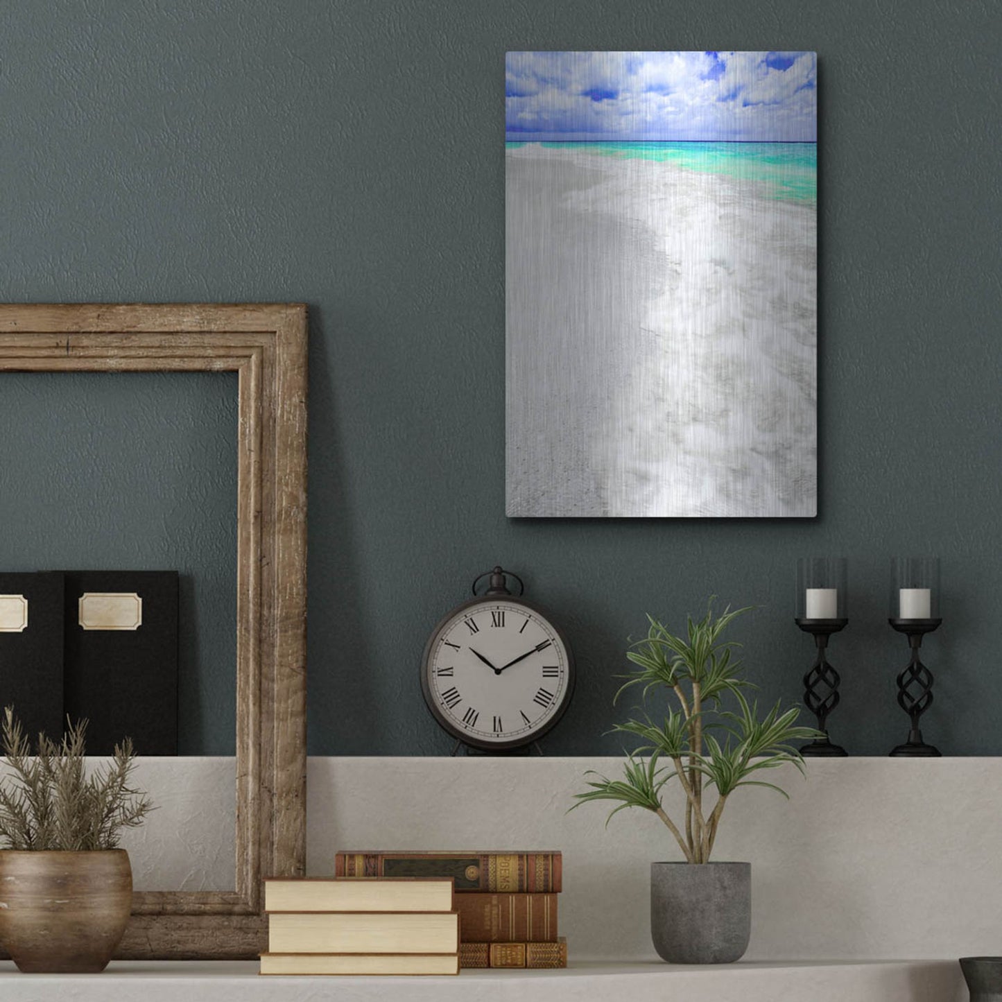 Luxe Metal Art 'Caribbean Waves' by Mark A Paulda, Metal Wall Art,12x16