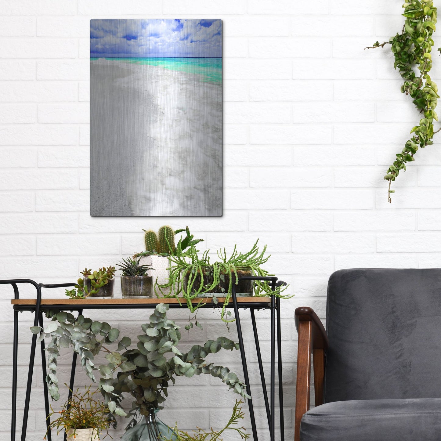 Luxe Metal Art 'Caribbean Waves' by Mark A Paulda, Metal Wall Art,12x16