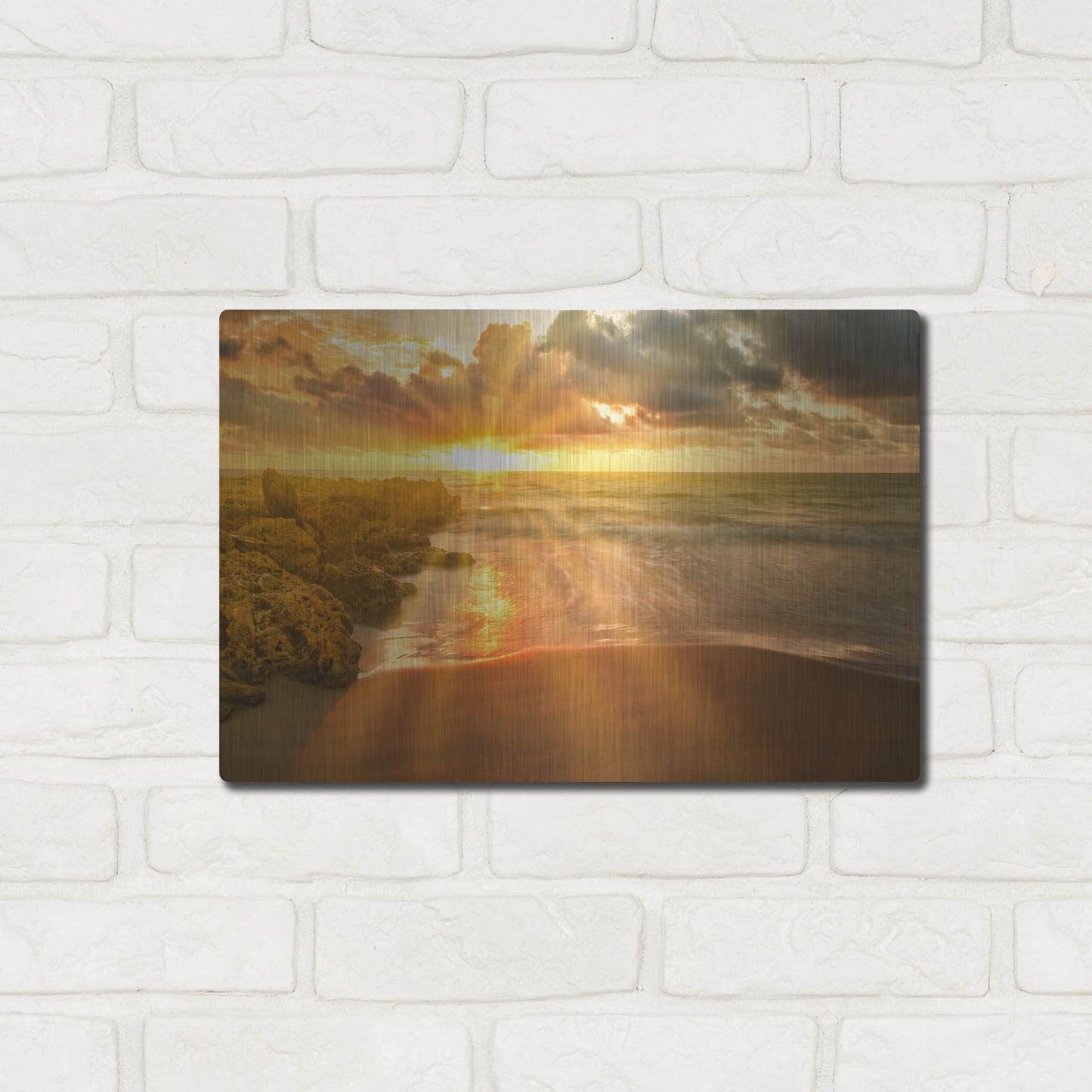 Luxe Metal Art 'Cartagena Sun Burst' by Mark A Paulda, Metal Wall Art,16x12