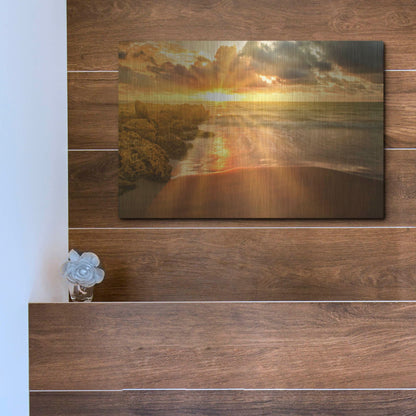 Luxe Metal Art 'Cartagena Sun Burst' by Mark A Paulda, Metal Wall Art,16x12