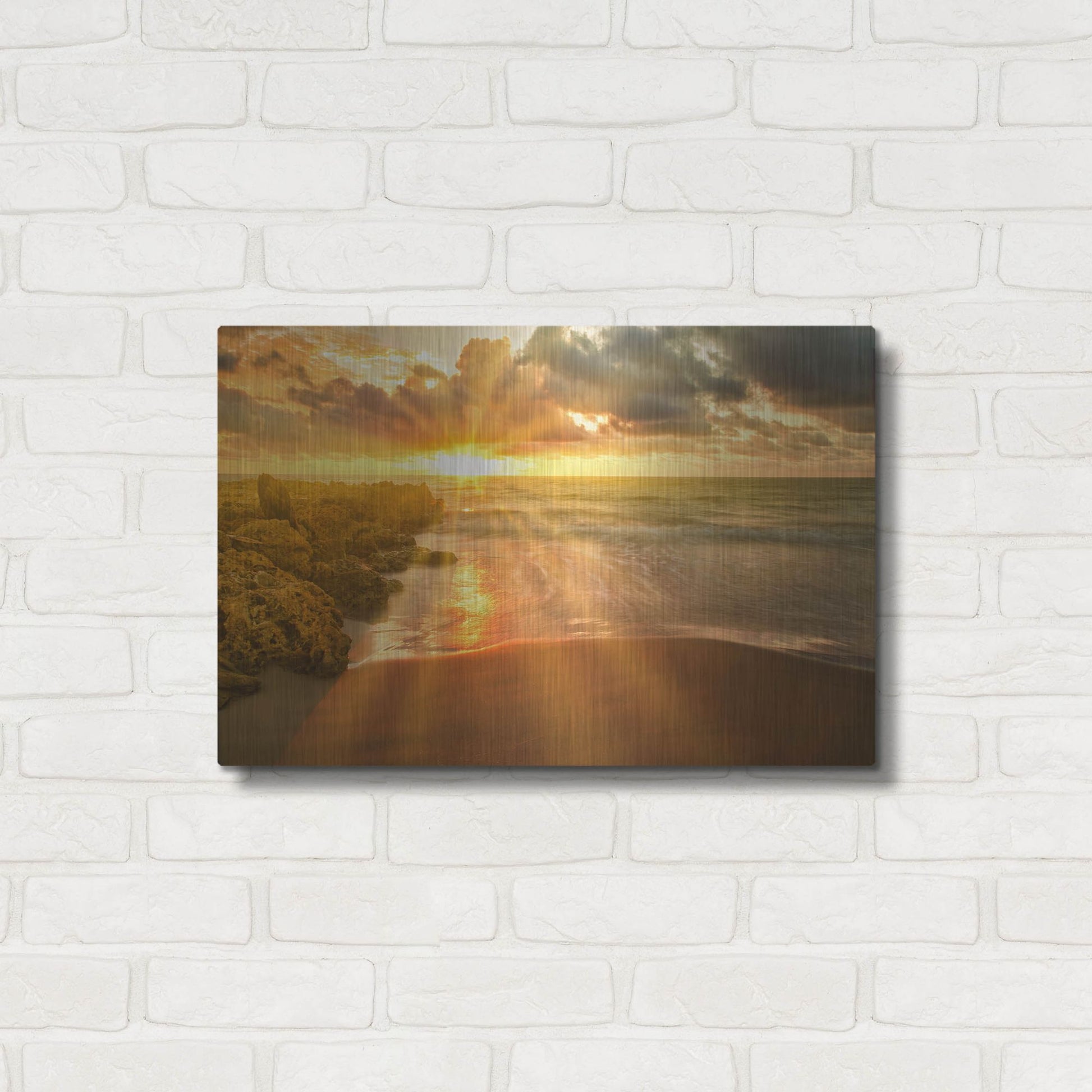 Luxe Metal Art 'Cartagena Sun Burst' by Mark A Paulda, Metal Wall Art,24x16