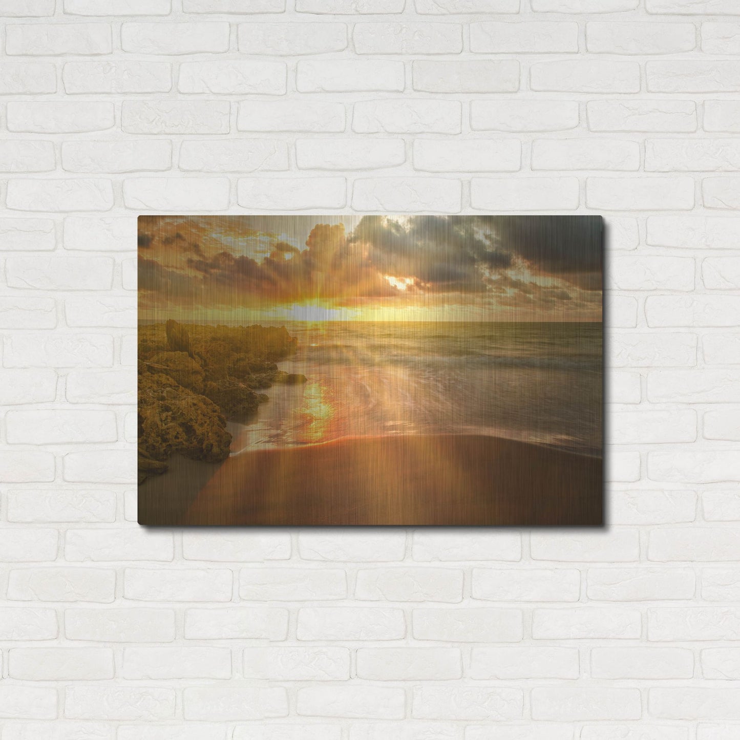 Luxe Metal Art 'Cartagena Sun Burst' by Mark A Paulda, Metal Wall Art,36x24