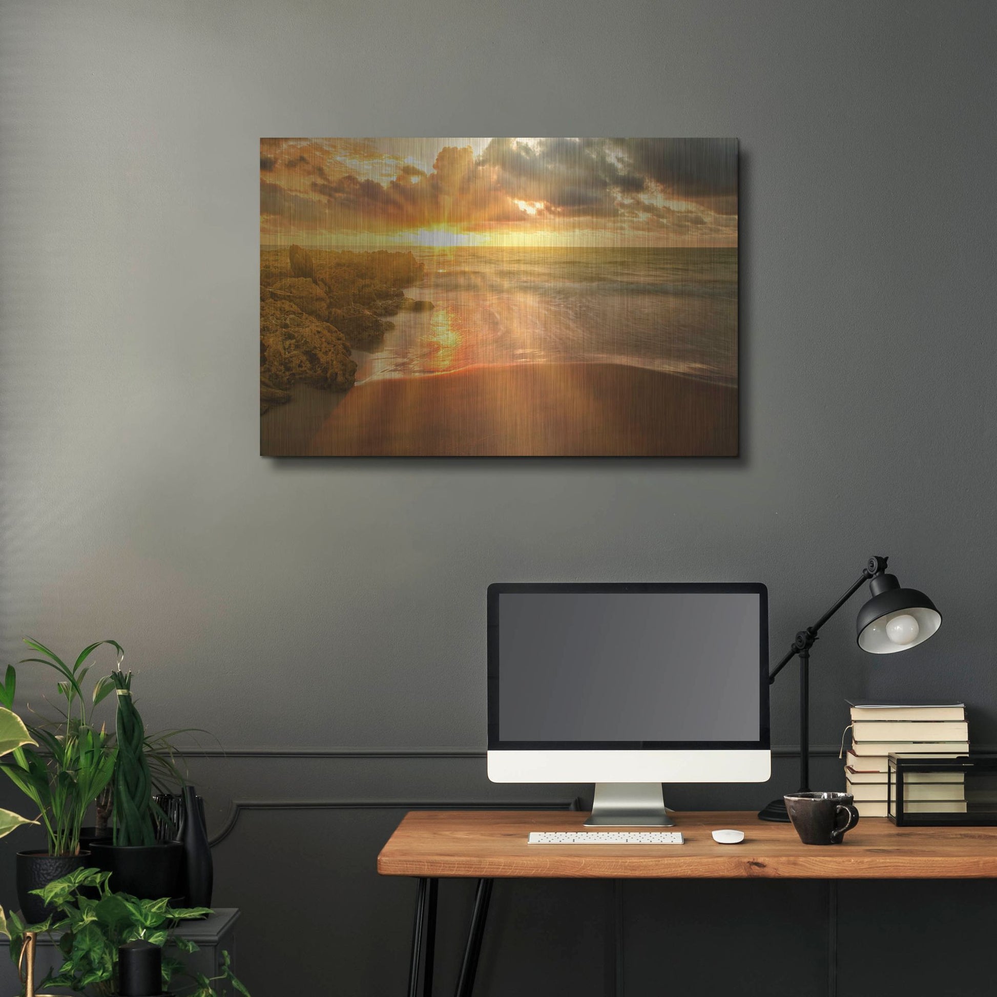 Luxe Metal Art 'Cartagena Sun Burst' by Mark A Paulda, Metal Wall Art,36x24