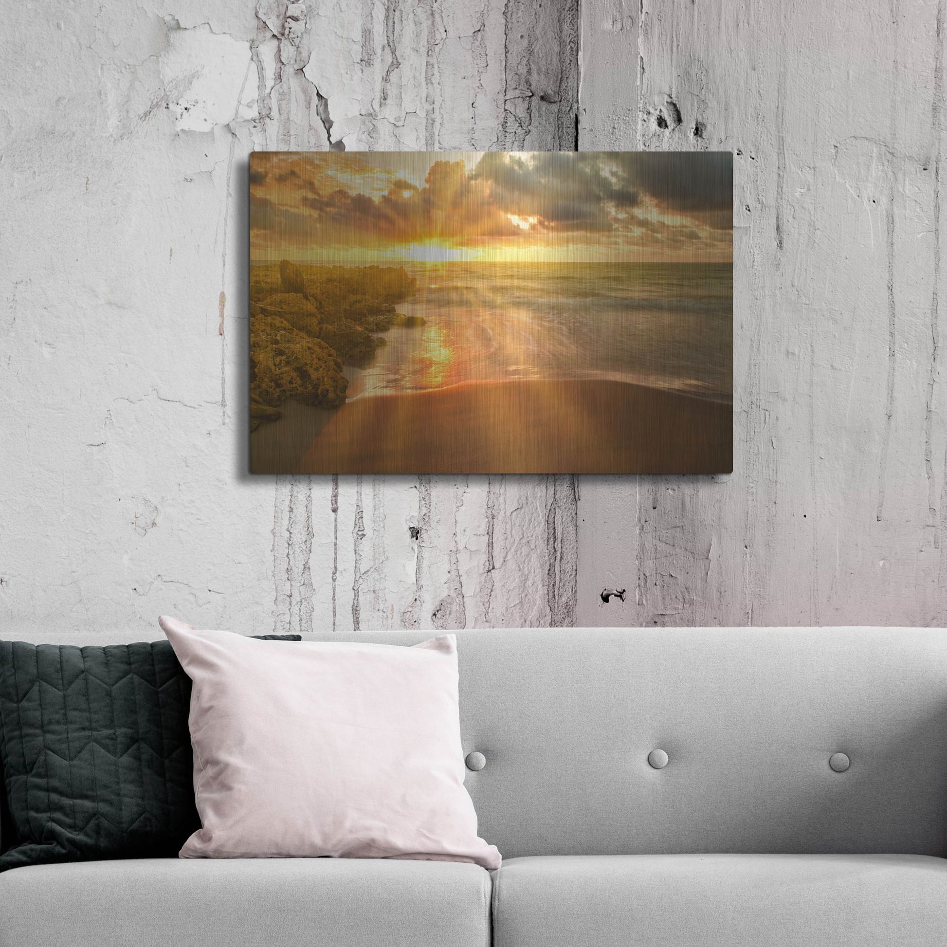 Luxe Metal Art 'Cartagena Sun Burst' by Mark A Paulda, Metal Wall Art,36x24