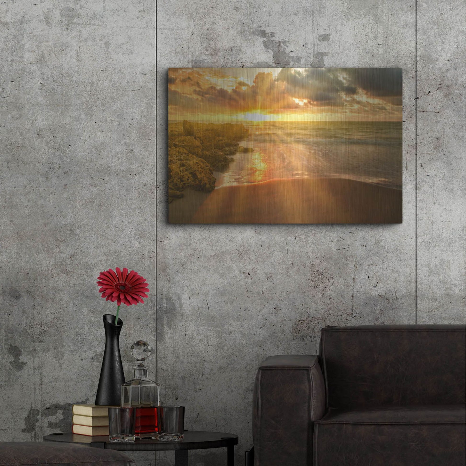 Luxe Metal Art 'Cartagena Sun Burst' by Mark A Paulda, Metal Wall Art,36x24