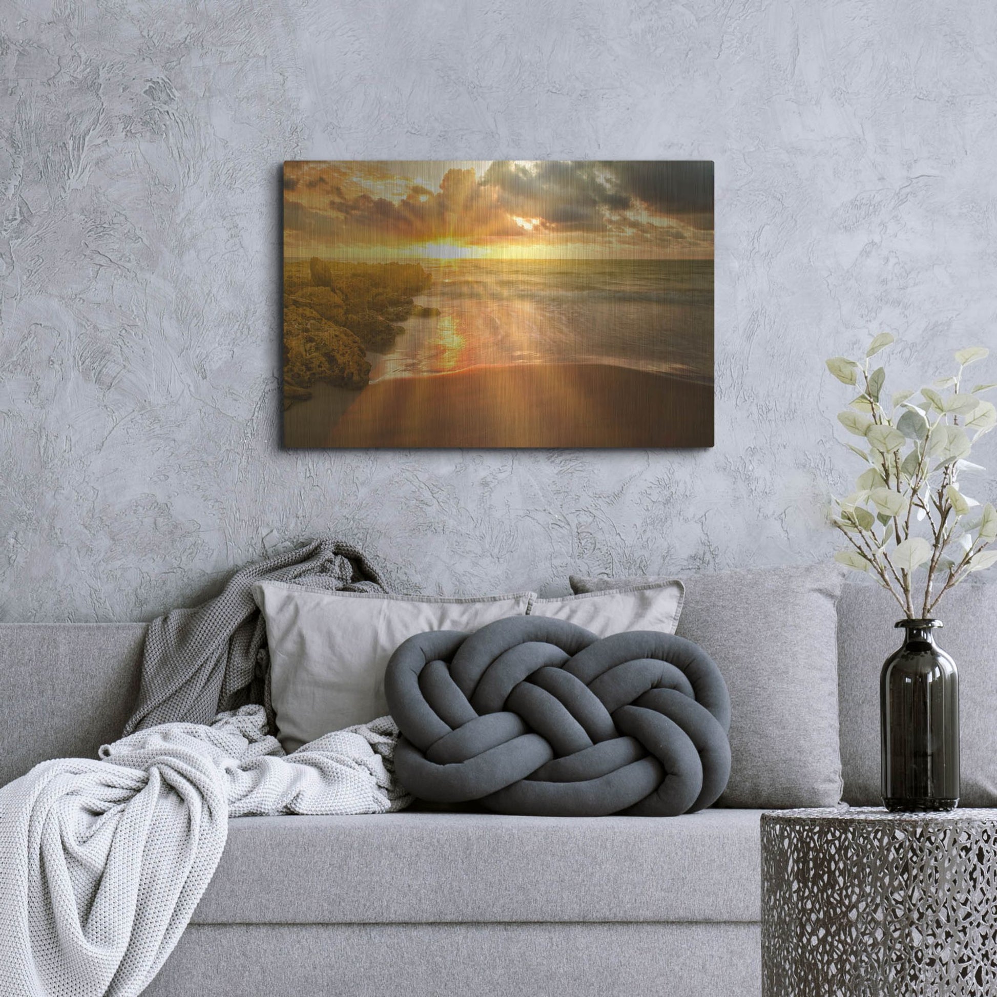 Luxe Metal Art 'Cartagena Sun Burst' by Mark A Paulda, Metal Wall Art,36x24