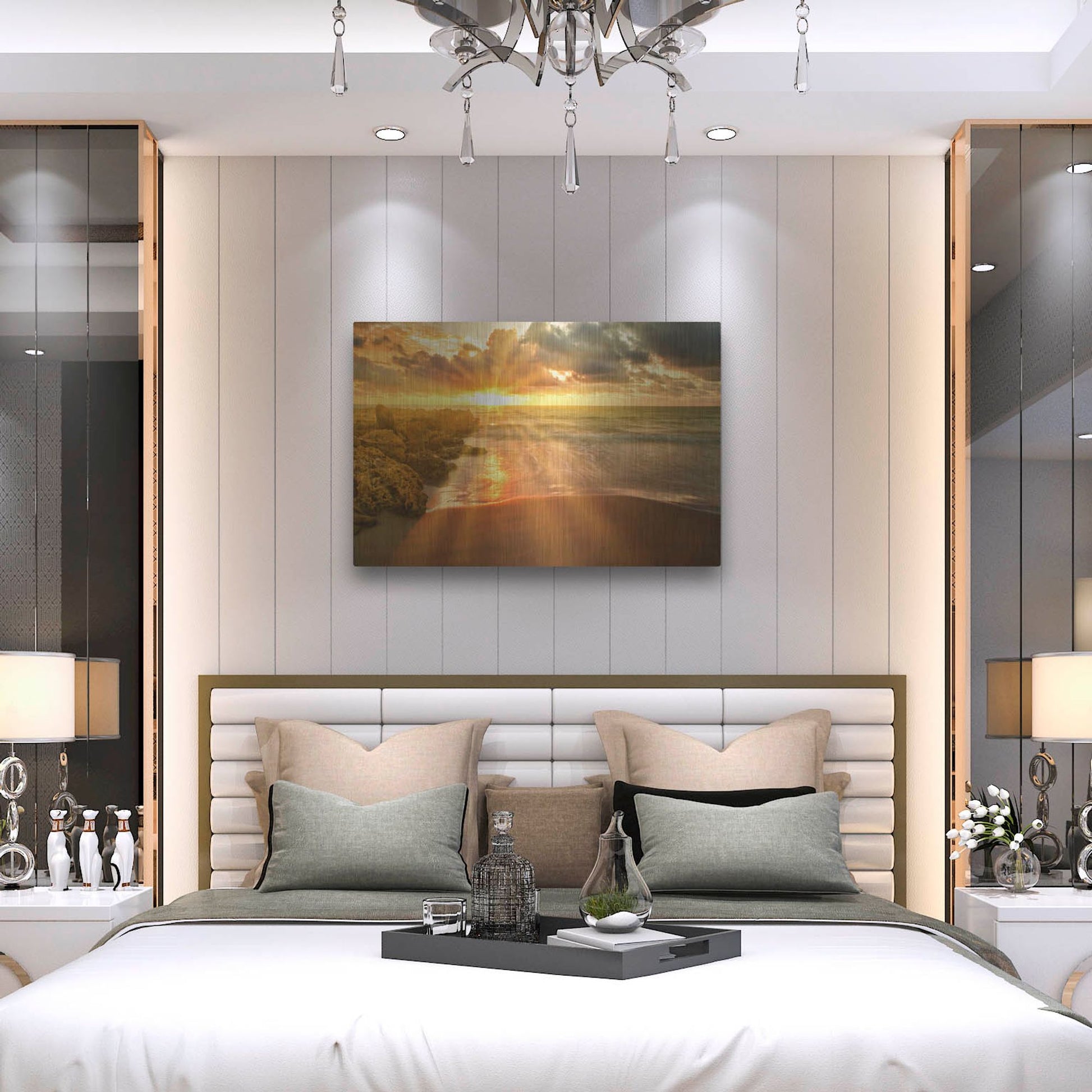 Luxe Metal Art 'Cartagena Sun Burst' by Mark A Paulda, Metal Wall Art,36x24