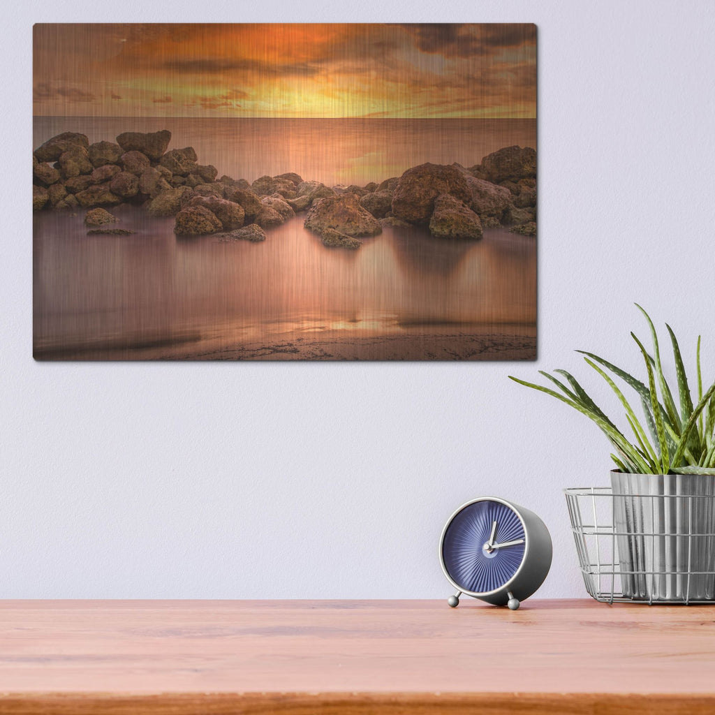 Luxe Metal Art 'Colombia Smooth Waters' by Mark A Paulda, Metal Wall Art,16x12