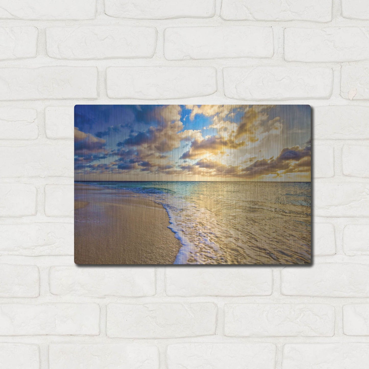 Luxe Metal Art 'Golden Hour Aruba' by Mark A Paulda, Metal Wall Art,16x12