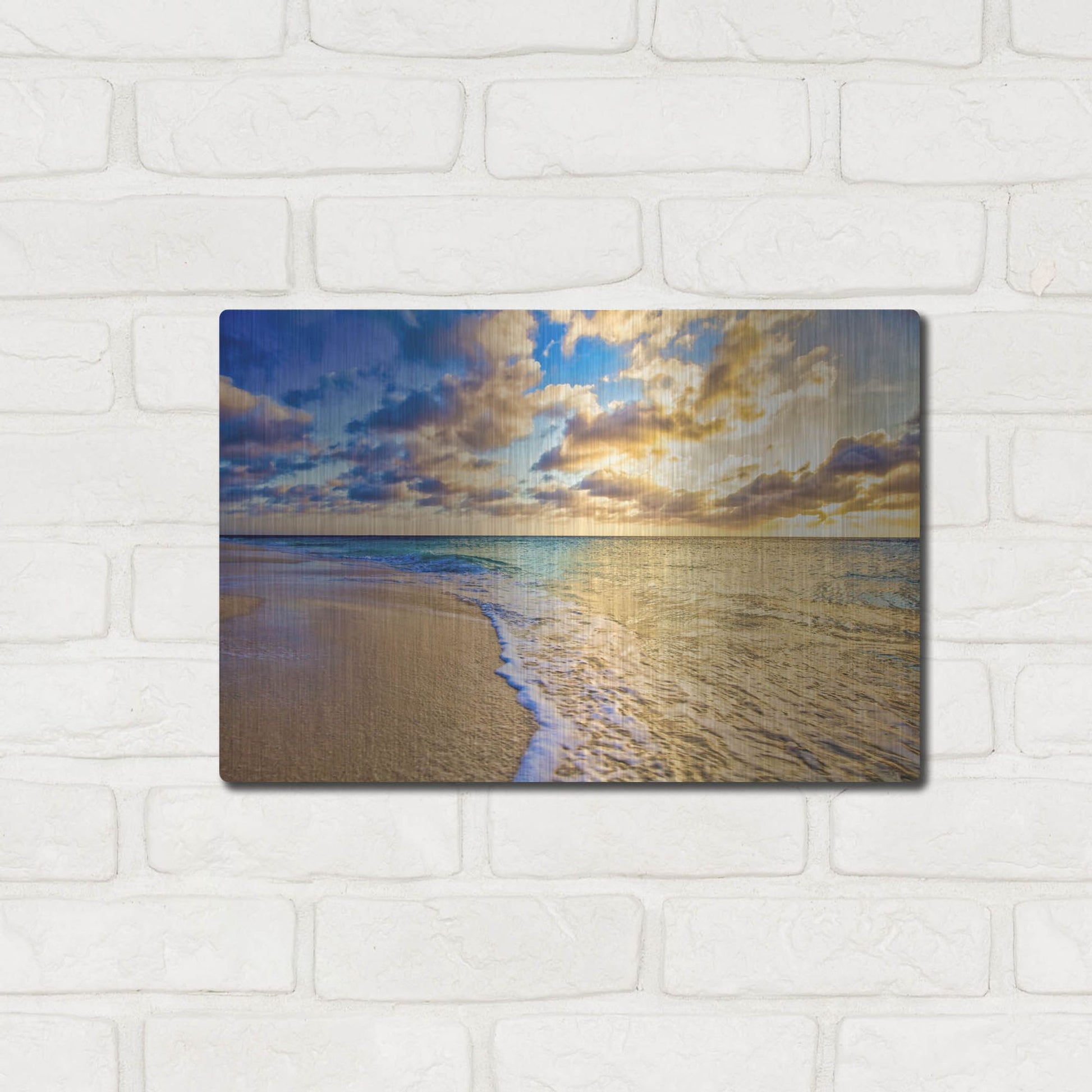 Luxe Metal Art 'Golden Hour Aruba' by Mark A Paulda, Metal Wall Art,16x12