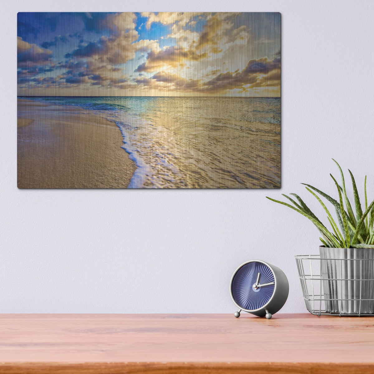 Luxe Metal Art 'Golden Hour Aruba' by Mark A Paulda, Metal Wall Art,16x12