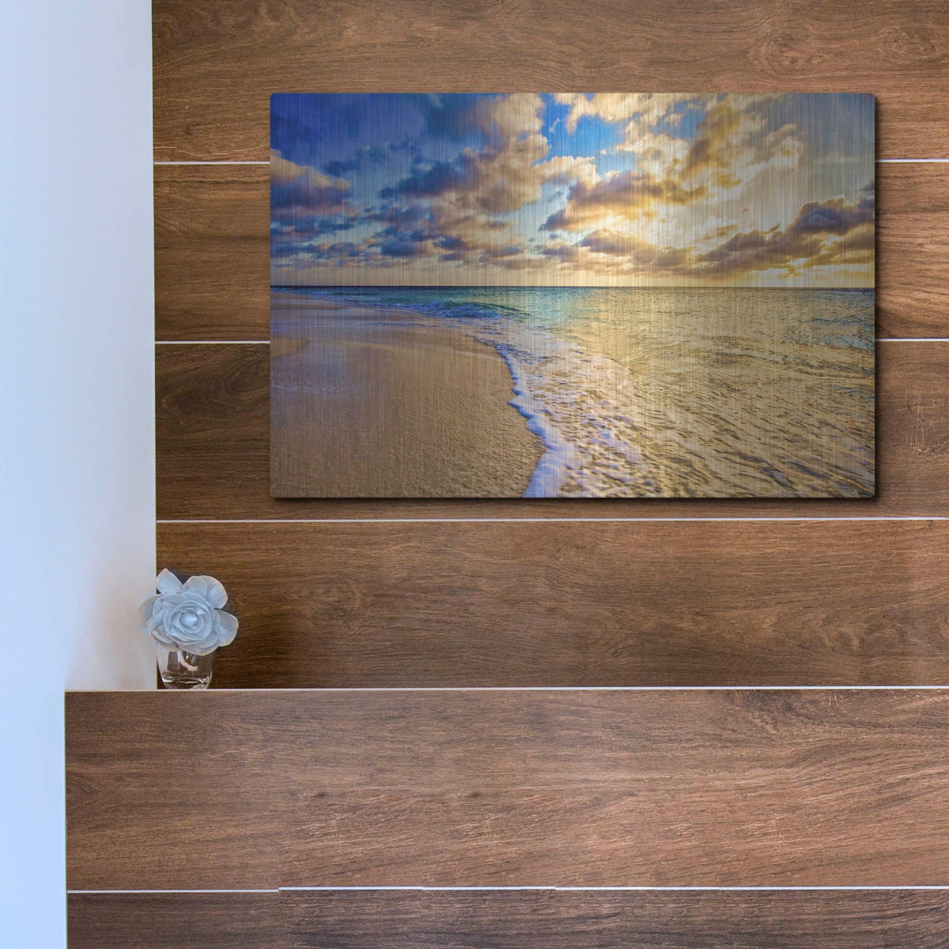 Luxe Metal Art 'Golden Hour Aruba' by Mark A Paulda, Metal Wall Art,16x12