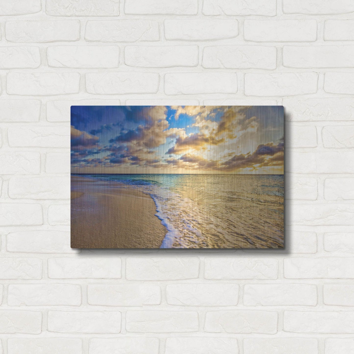 Luxe Metal Art 'Golden Hour Aruba' by Mark A Paulda, Metal Wall Art,24x16