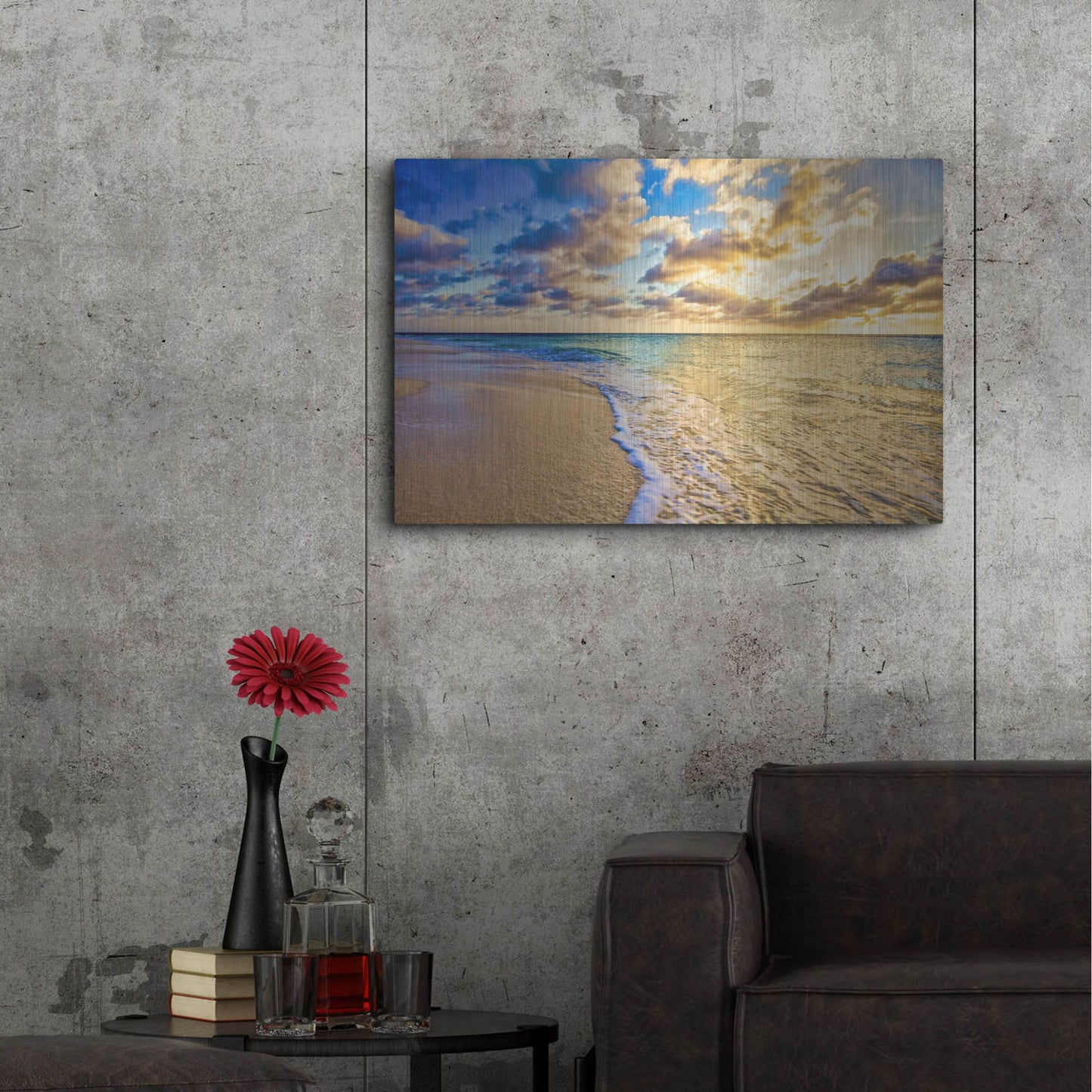 Luxe Metal Art 'Golden Hour Aruba' by Mark A Paulda, Metal Wall Art,36x24