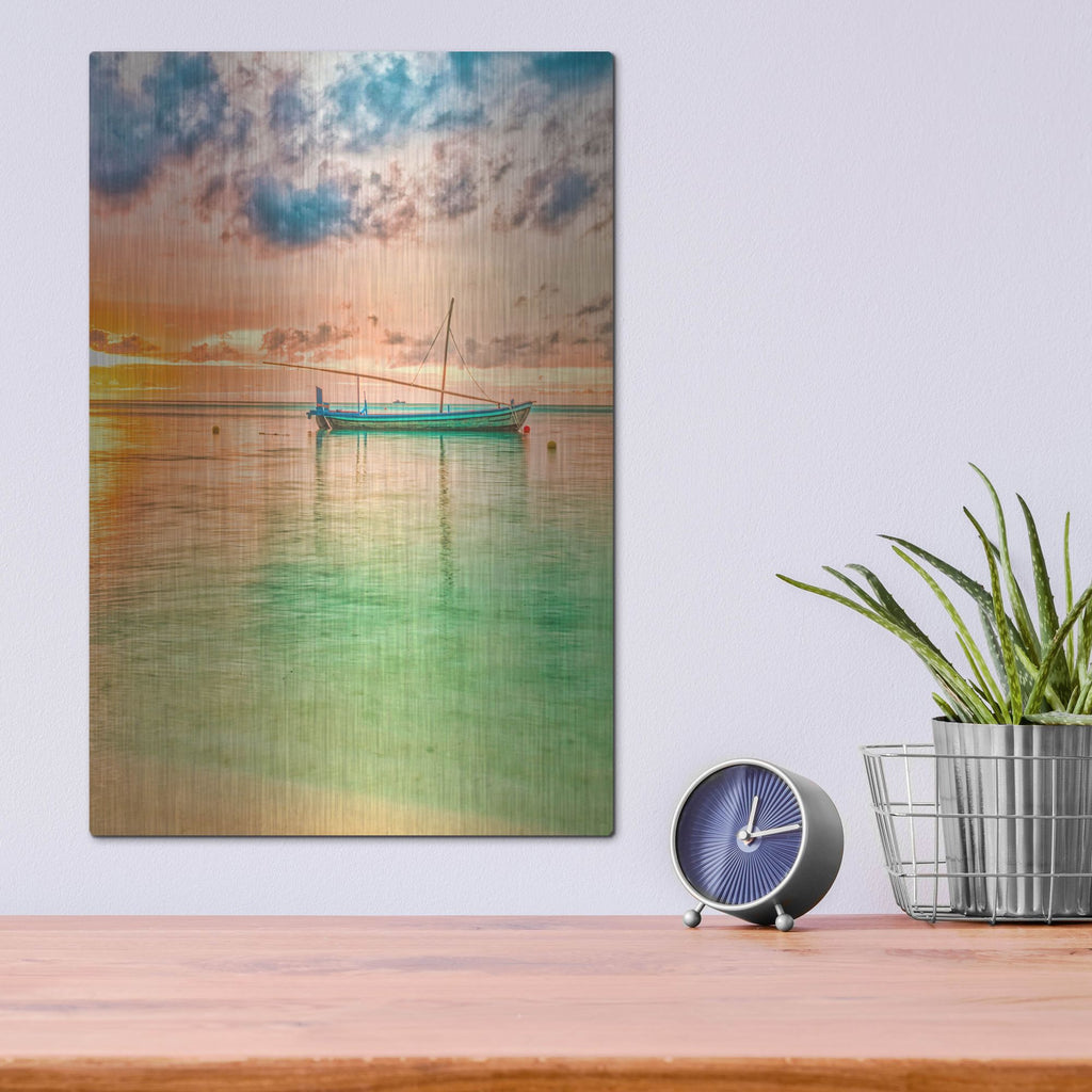 Luxe Metal Art 'Maldives Sailing Boat' by Mark A Paulda, Metal Wall Art,12x16
