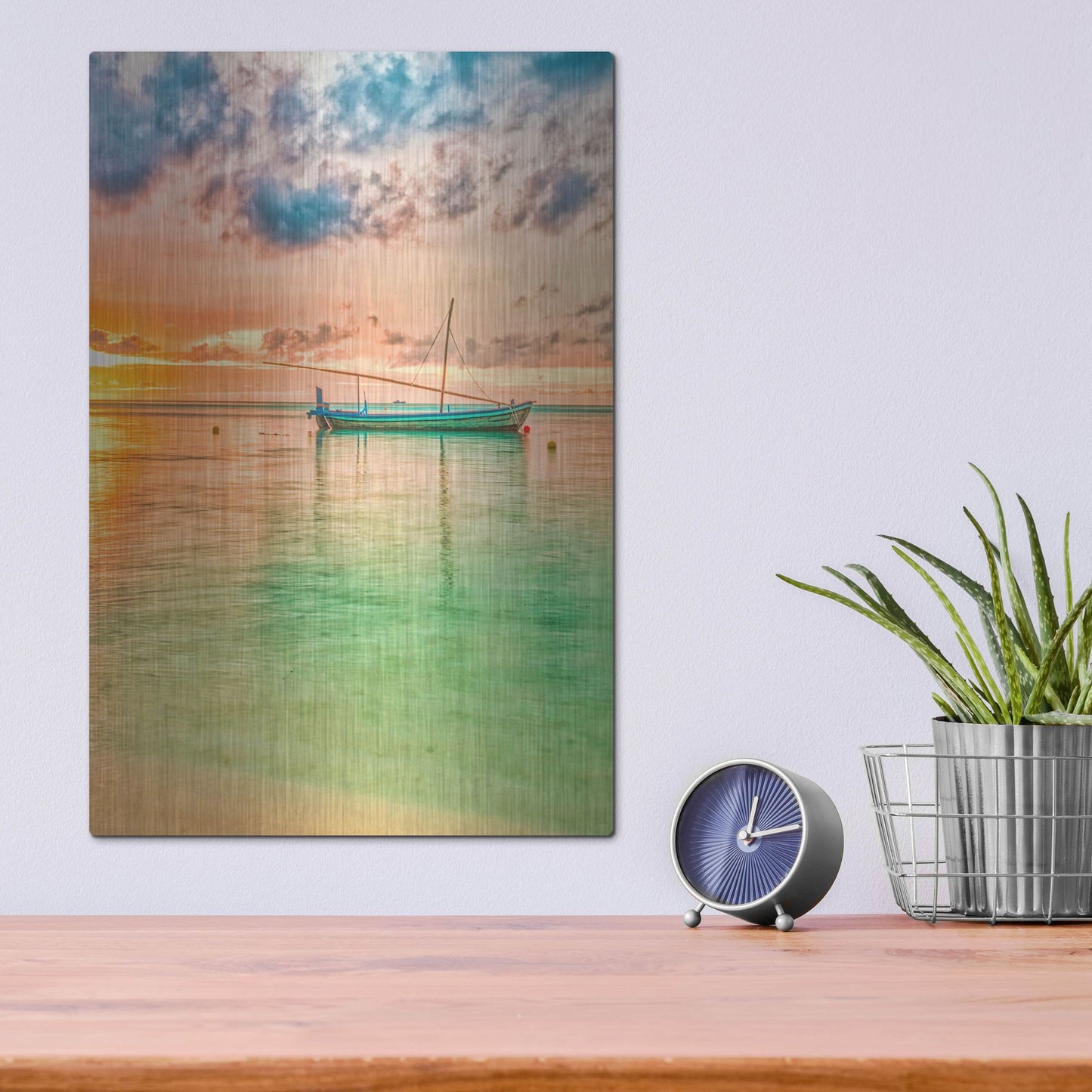 Luxe Metal Art 'Maldives Sailing Boat' by Mark A Paulda, Metal Wall Art,12x16