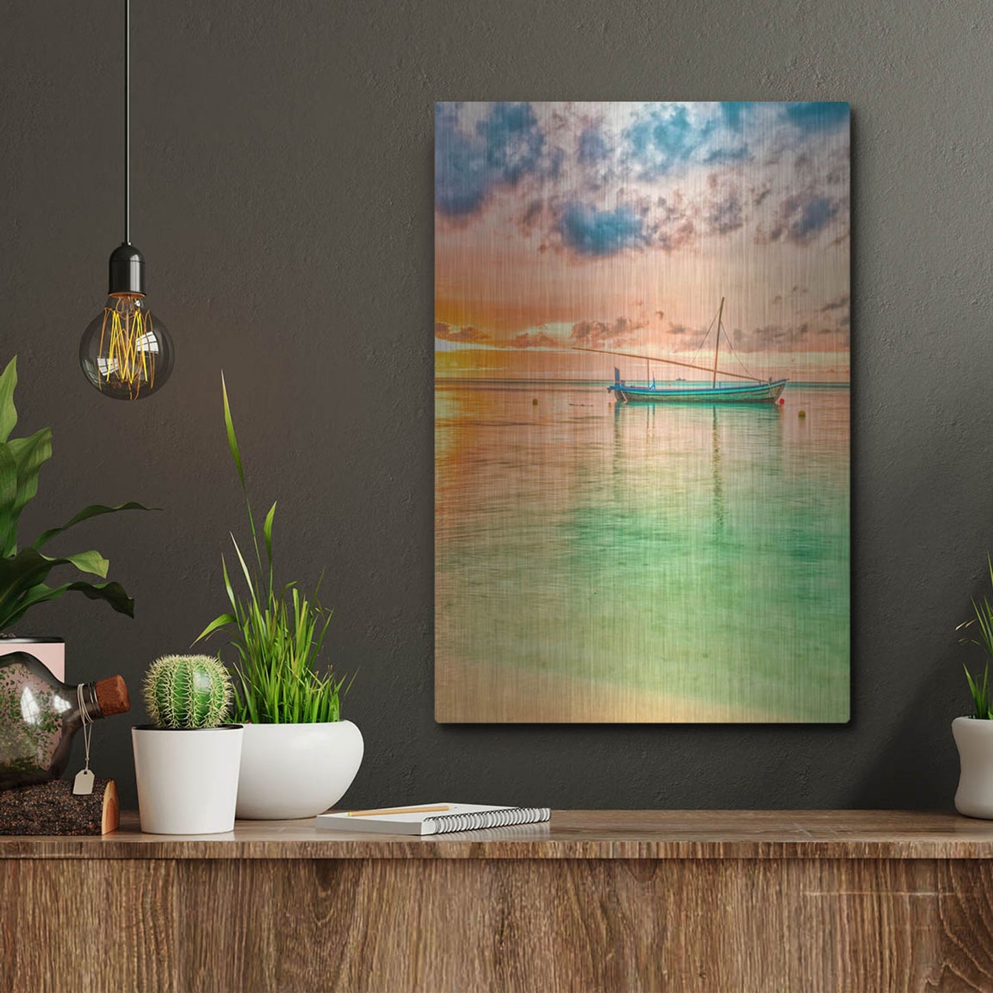 Luxe Metal Art 'Maldives Sailing Boat' by Mark A Paulda, Metal Wall Art,12x16