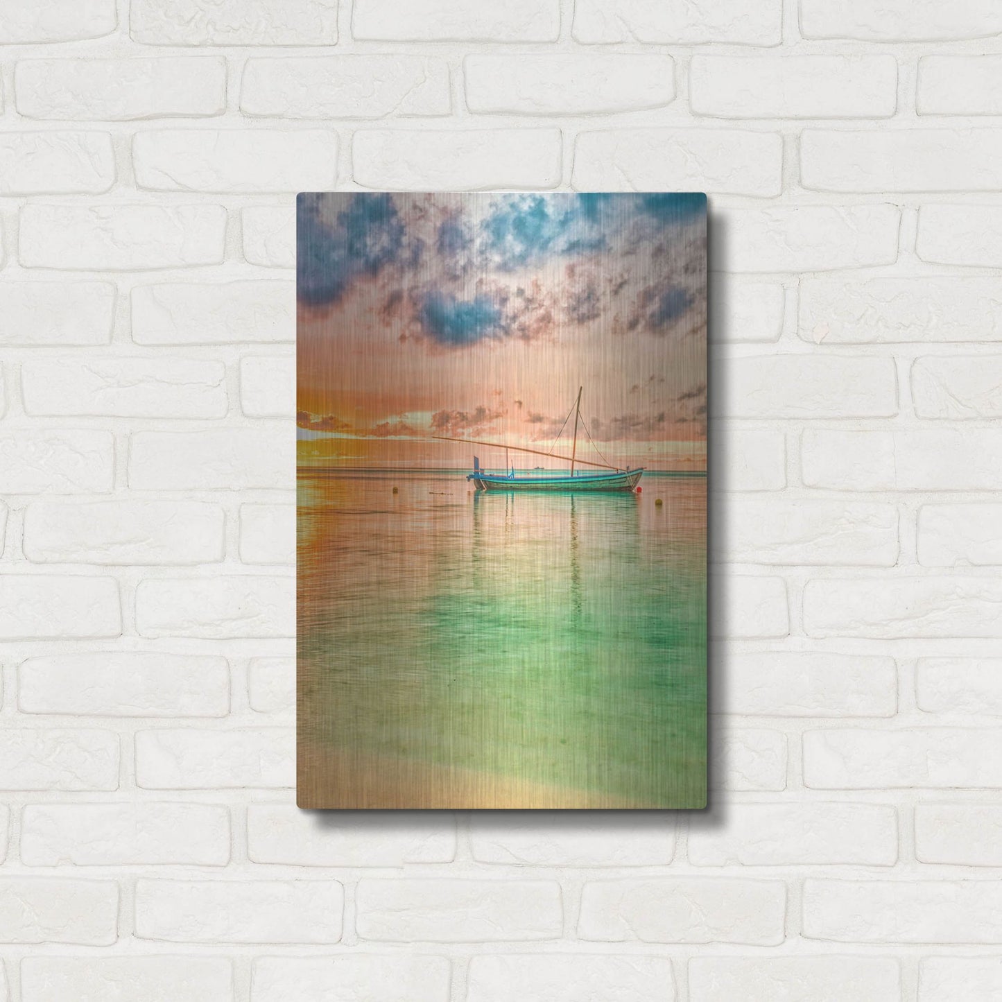 Luxe Metal Art 'Maldives Sailing Boat' by Mark A Paulda, Metal Wall Art,16x24