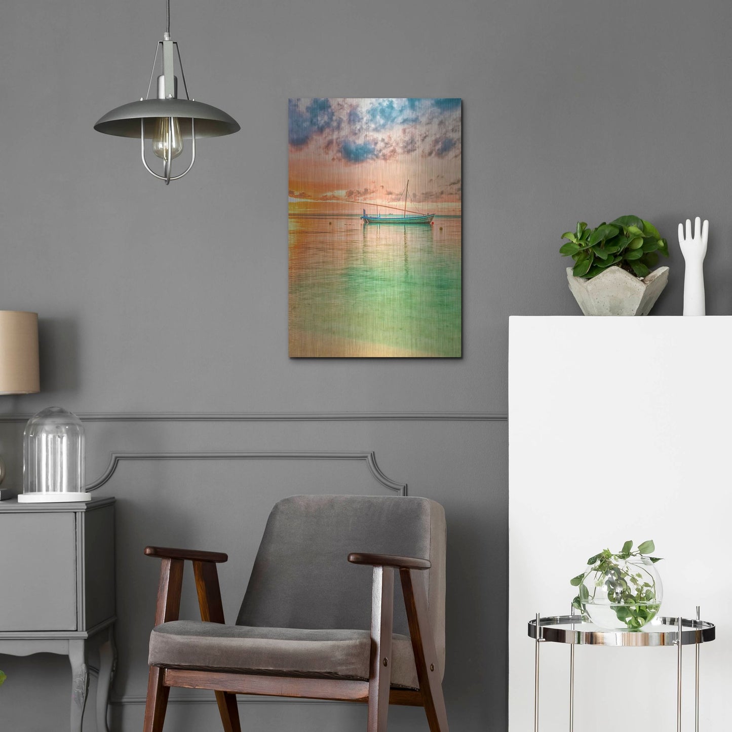 Luxe Metal Art 'Maldives Sailing Boat' by Mark A Paulda, Metal Wall Art,16x24