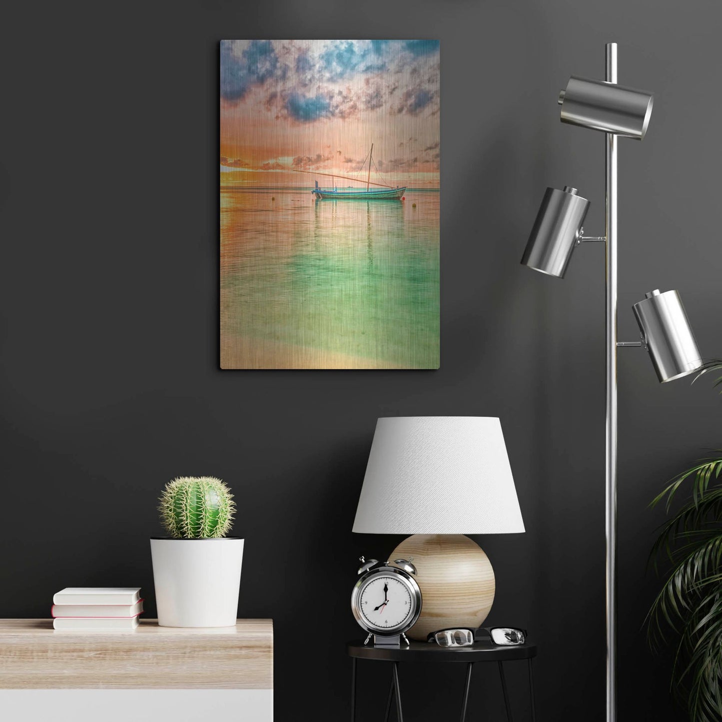 Luxe Metal Art 'Maldives Sailing Boat' by Mark A Paulda, Metal Wall Art,16x24