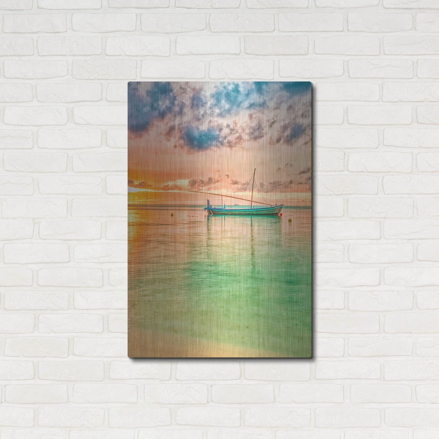 Luxe Metal Art 'Maldives Sailing Boat' by Mark A Paulda, Metal Wall Art,24x36