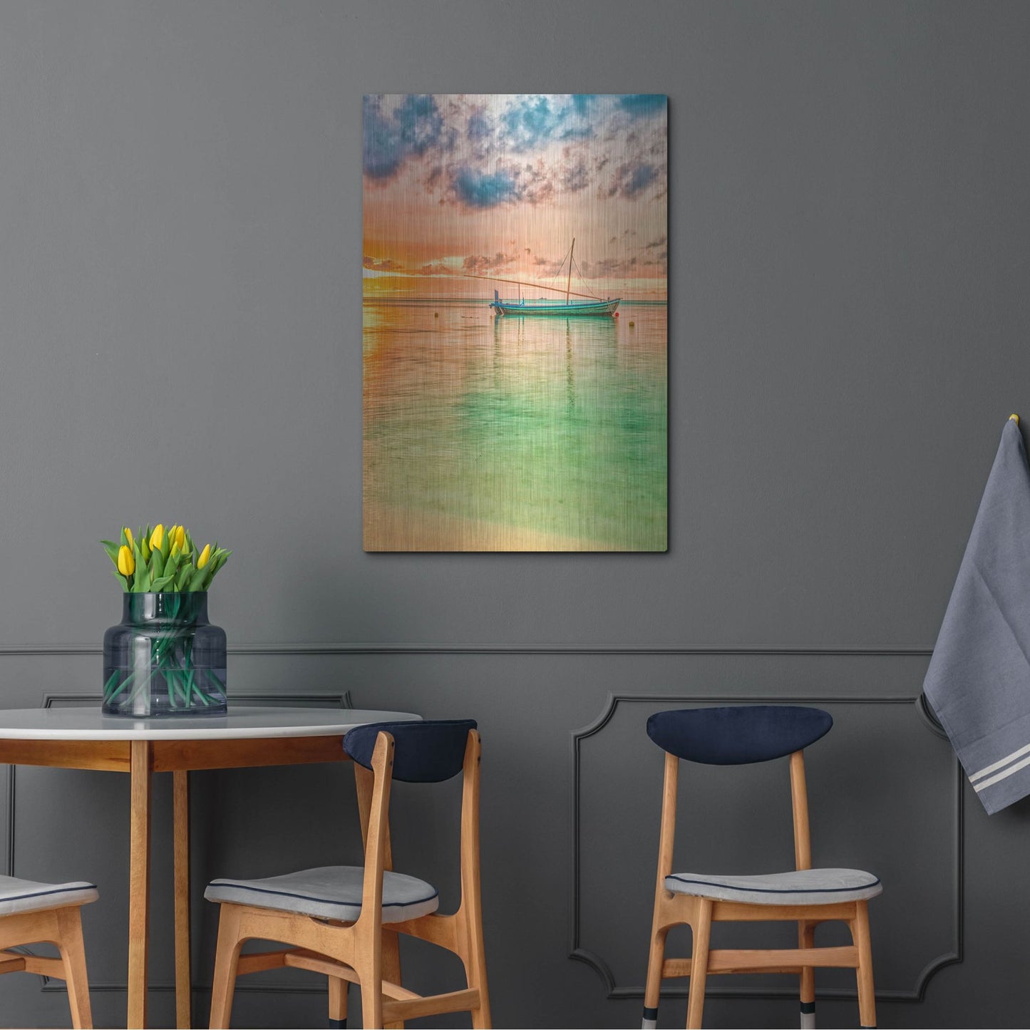 Luxe Metal Art 'Maldives Sailing Boat' by Mark A Paulda, Metal Wall Art,24x36