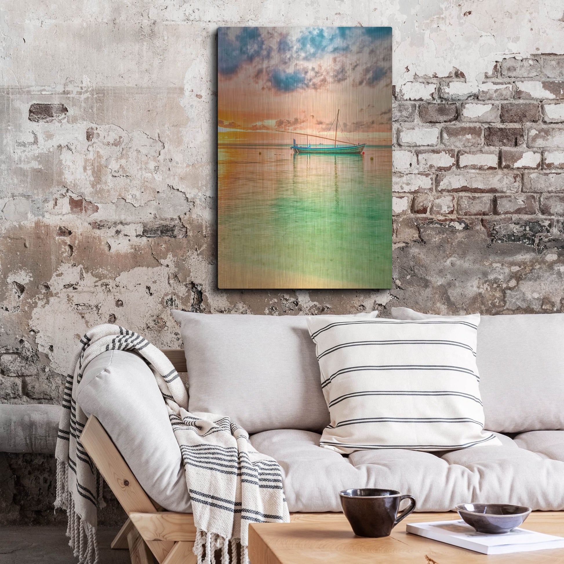 Luxe Metal Art 'Maldives Sailing Boat' by Mark A Paulda, Metal Wall Art,24x36