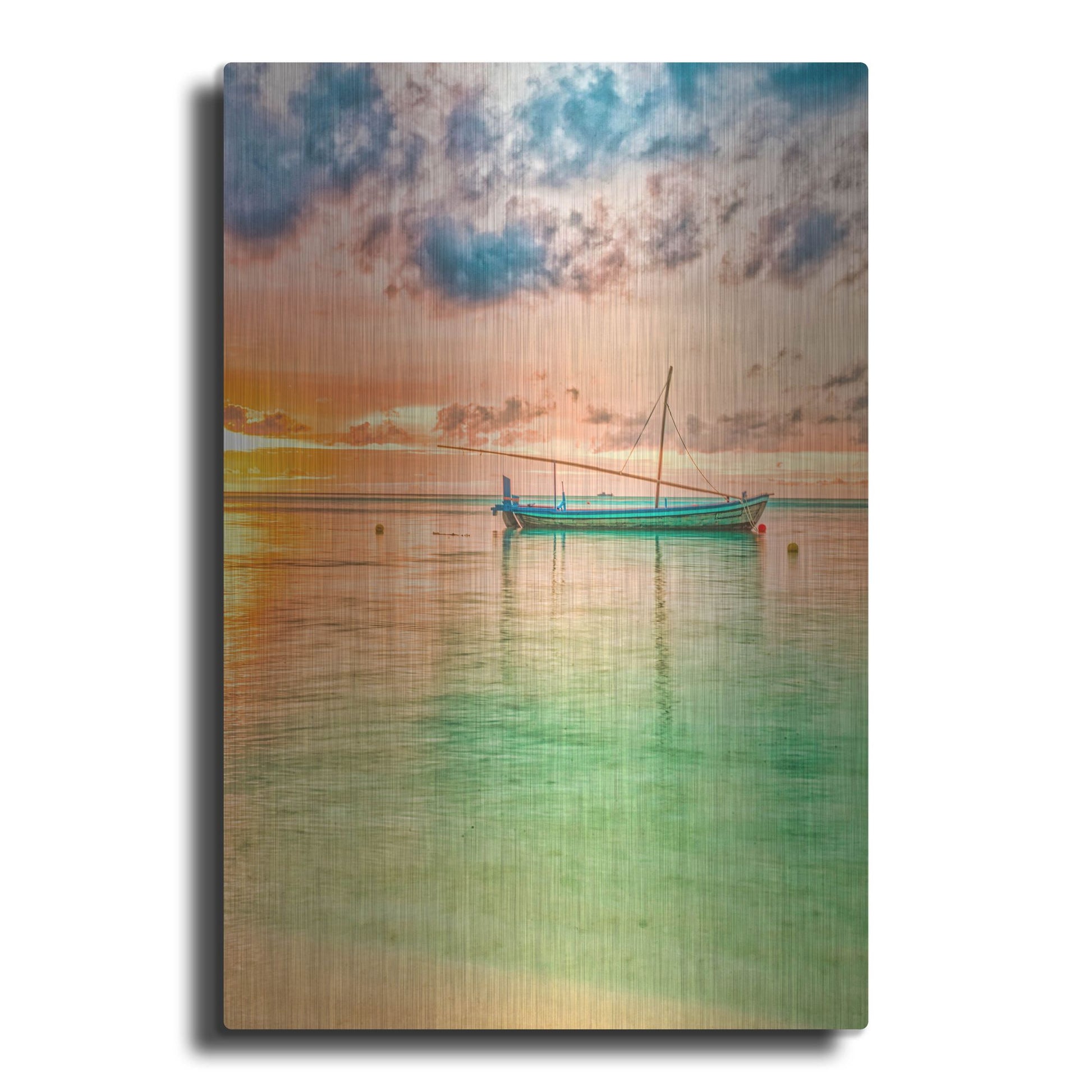 Luxe Metal Art 'Maldives Sailing Boat' by Mark A Paulda, Metal Wall Art