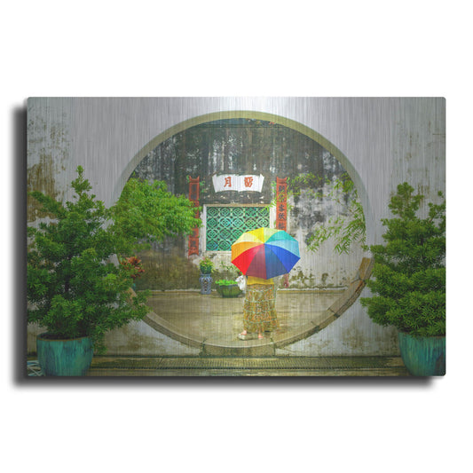 Luxe Metal Art 'Mandarin House Circle Door' by Mark A Paulda, Metal Wall Art