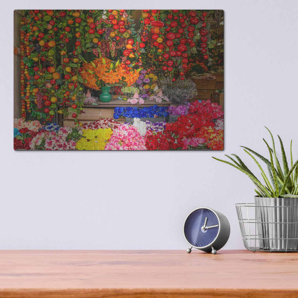 Luxe Metal Art 'El Paso Flower Mercado' by Mark A Paulda, Metal Wall Art,16x12