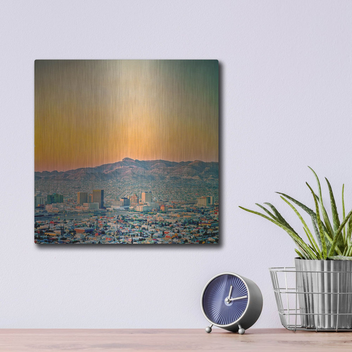 Luxe Metal Art 'El Paso Sunrise' by Mark A Paulda, Metal Wall Art,12x12