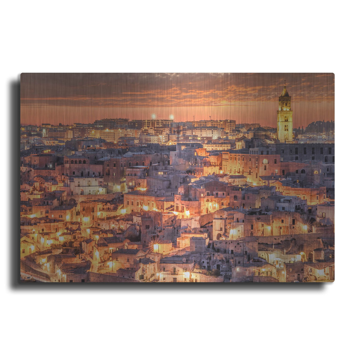 Luxe Metal Art 'Matera Italy Sunset' by Mark A Paulda, Metal Wall Art