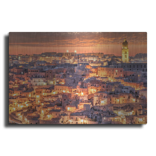 Luxe Metal Art 'Matera Italy Sunset' by Mark A Paulda, Metal Wall Art
