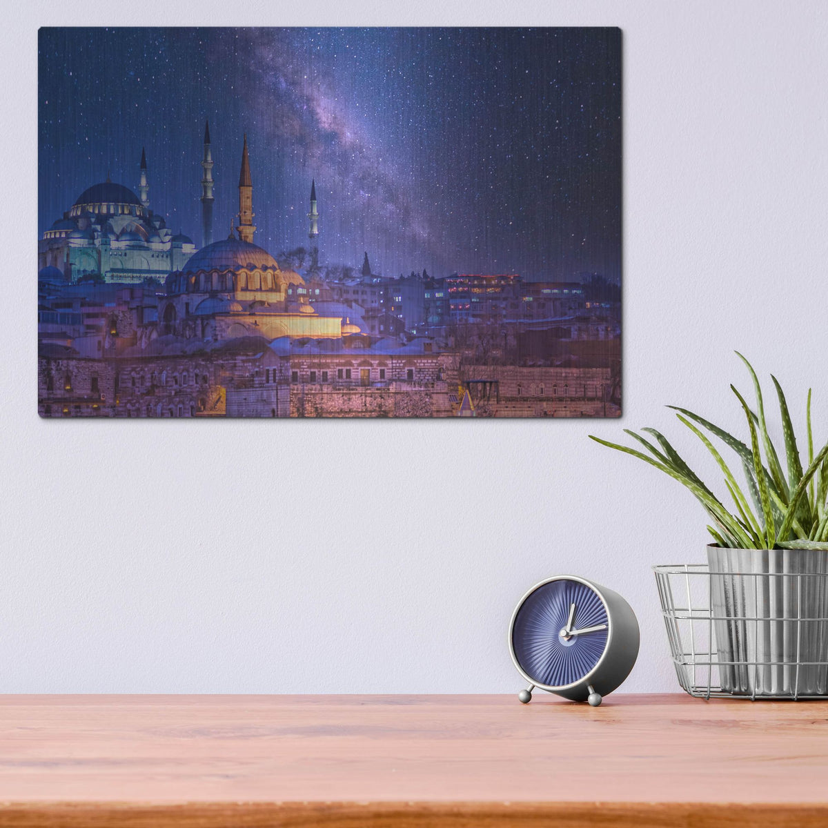 Luxe Metal Art 'Milky Way Over Istanbul' by Mark A Paulda, Metal Wall Art,16x12