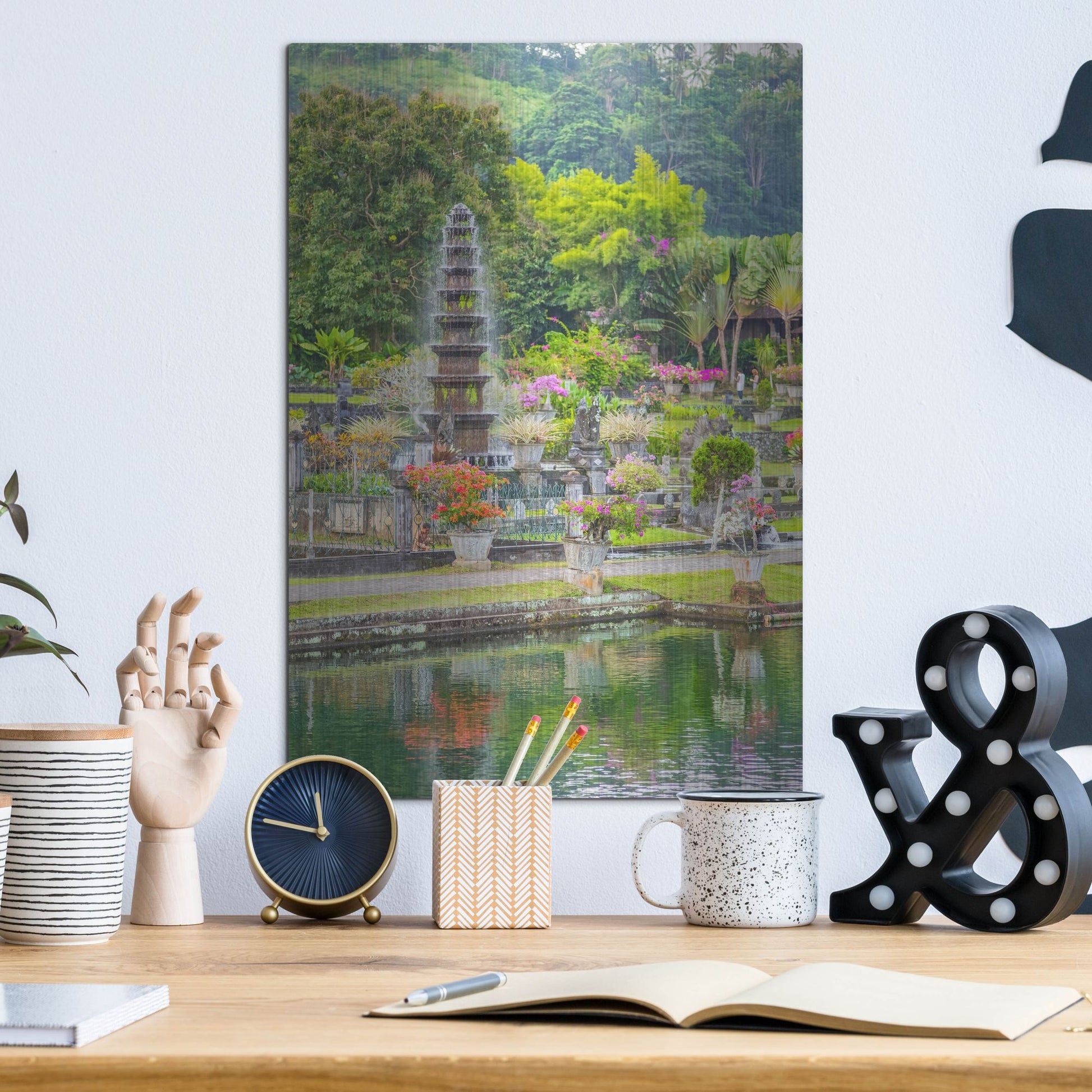 Luxe Metal Art 'Ujung Water Palace' by Mark A Paulda, Metal Wall Art,12x16