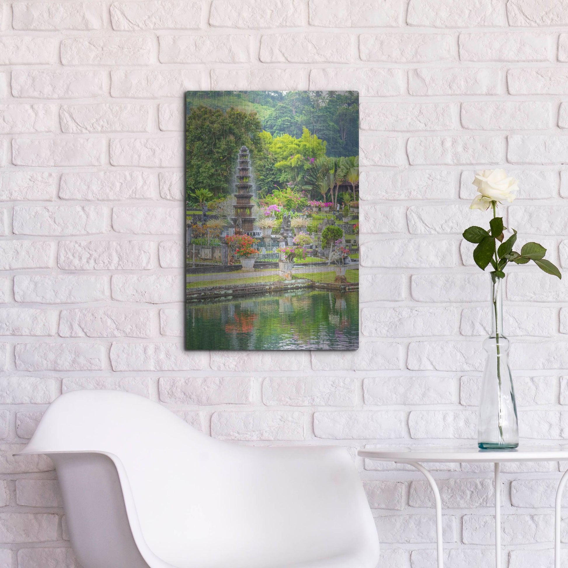 Luxe Metal Art 'Ujung Water Palace' by Mark A Paulda, Metal Wall Art,16x24