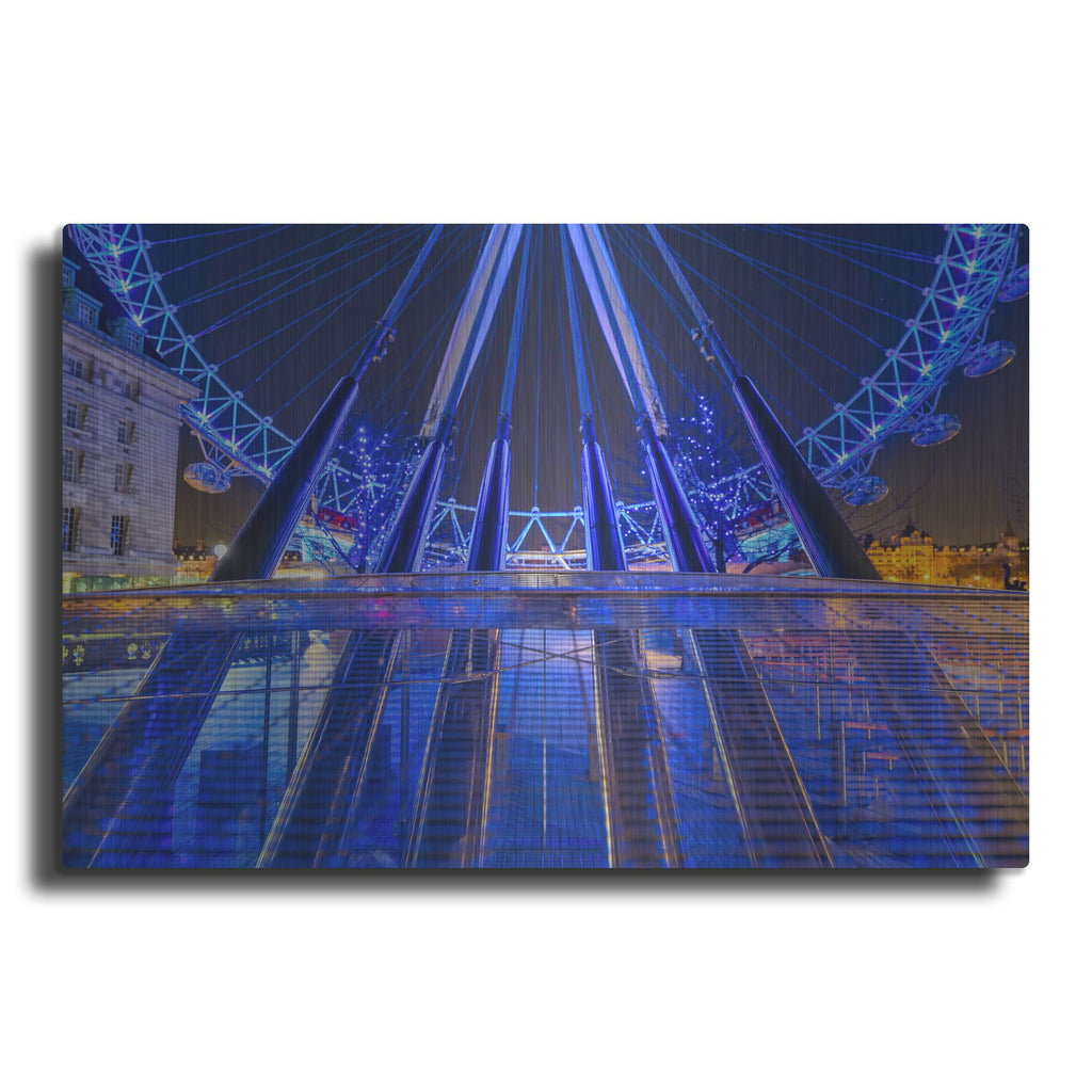 Luxe Metal Art 'London Eye Grounded' by Mark A Paulda, Metal Wall Art