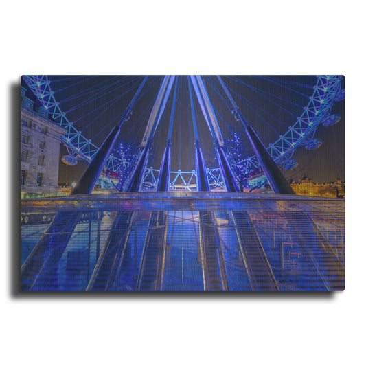 Luxe Metal Art 'London Eye Grounded' by Mark A Paulda, Metal Wall Art
