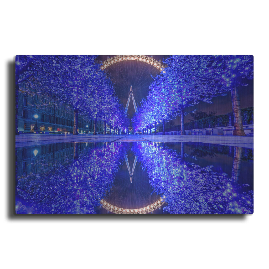 Luxe Metal Art 'London Eye In Blue' by Mark A Paulda, Metal Wall Art