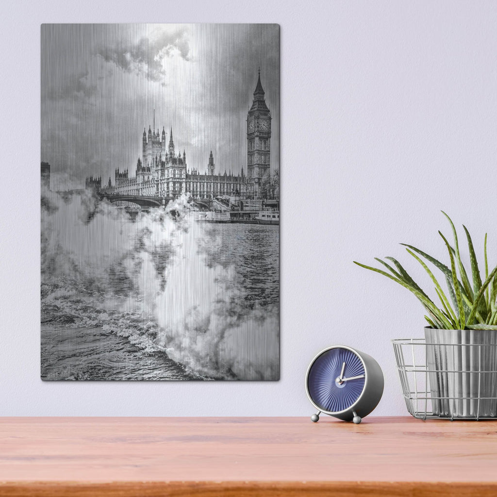 Luxe Metal Art 'London The Big Smoke' by Mark A Paulda, Metal Wall Art,12x16