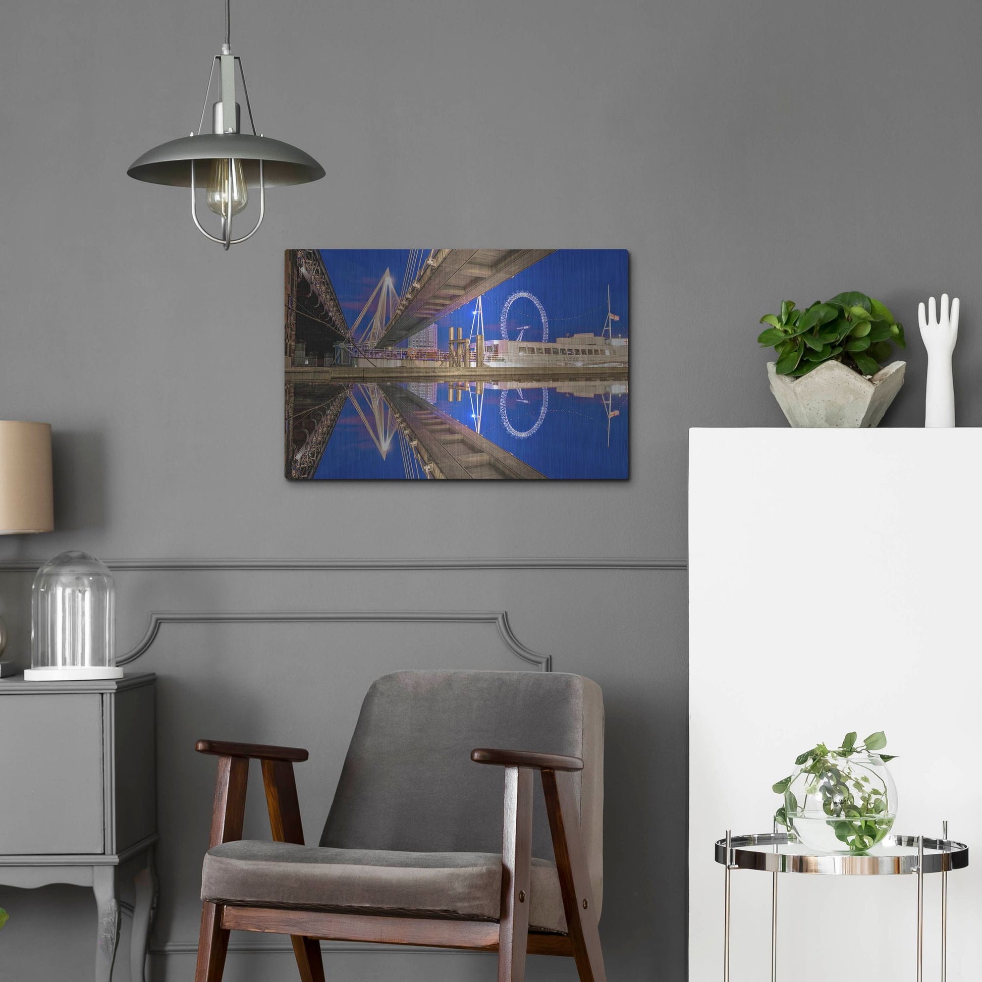 Luxe Metal Art 'Under The Jubilee Bridge' by Mark A Paulda, Metal Wall Art,24x16