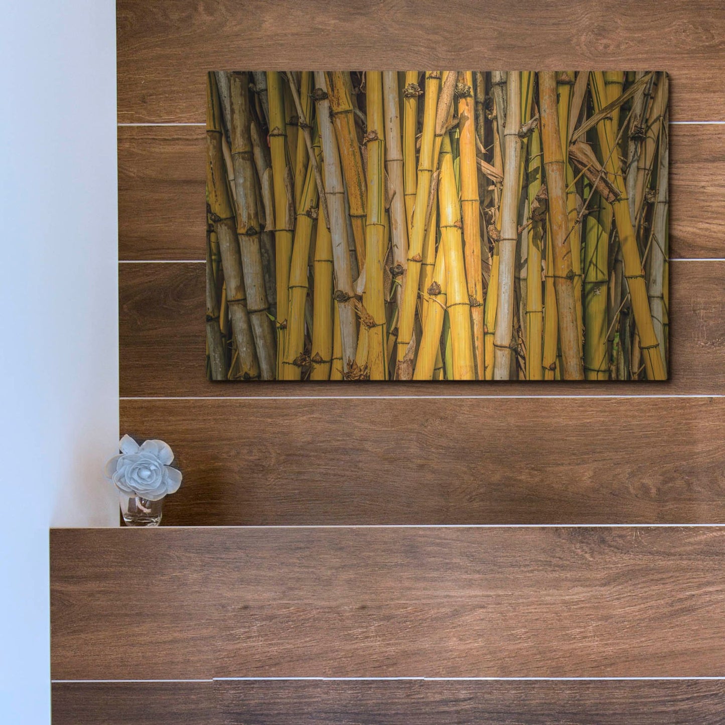 Luxe Metal Art 'Bamboo' by Mark A Paulda, Metal Wall Art,16x12