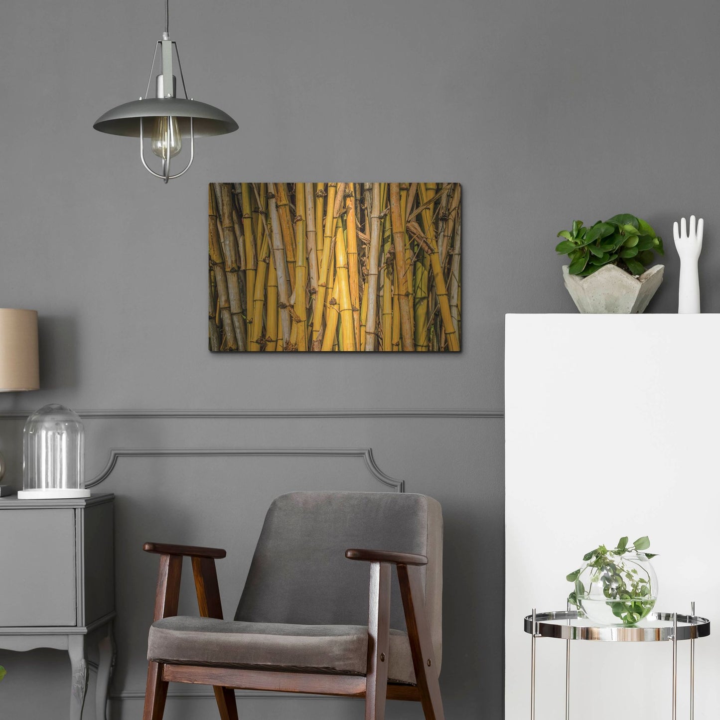 Luxe Metal Art 'Bamboo' by Mark A Paulda, Metal Wall Art,24x16