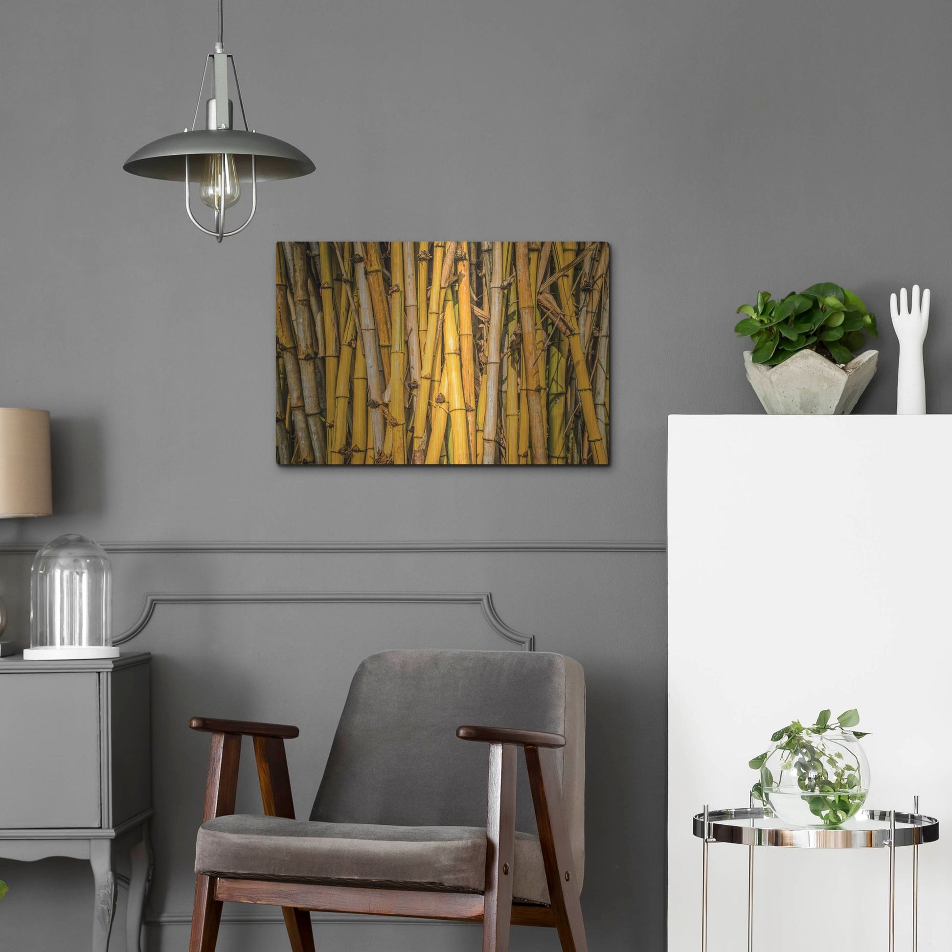 Luxe Metal Art 'Bamboo' by Mark A Paulda, Metal Wall Art,24x16