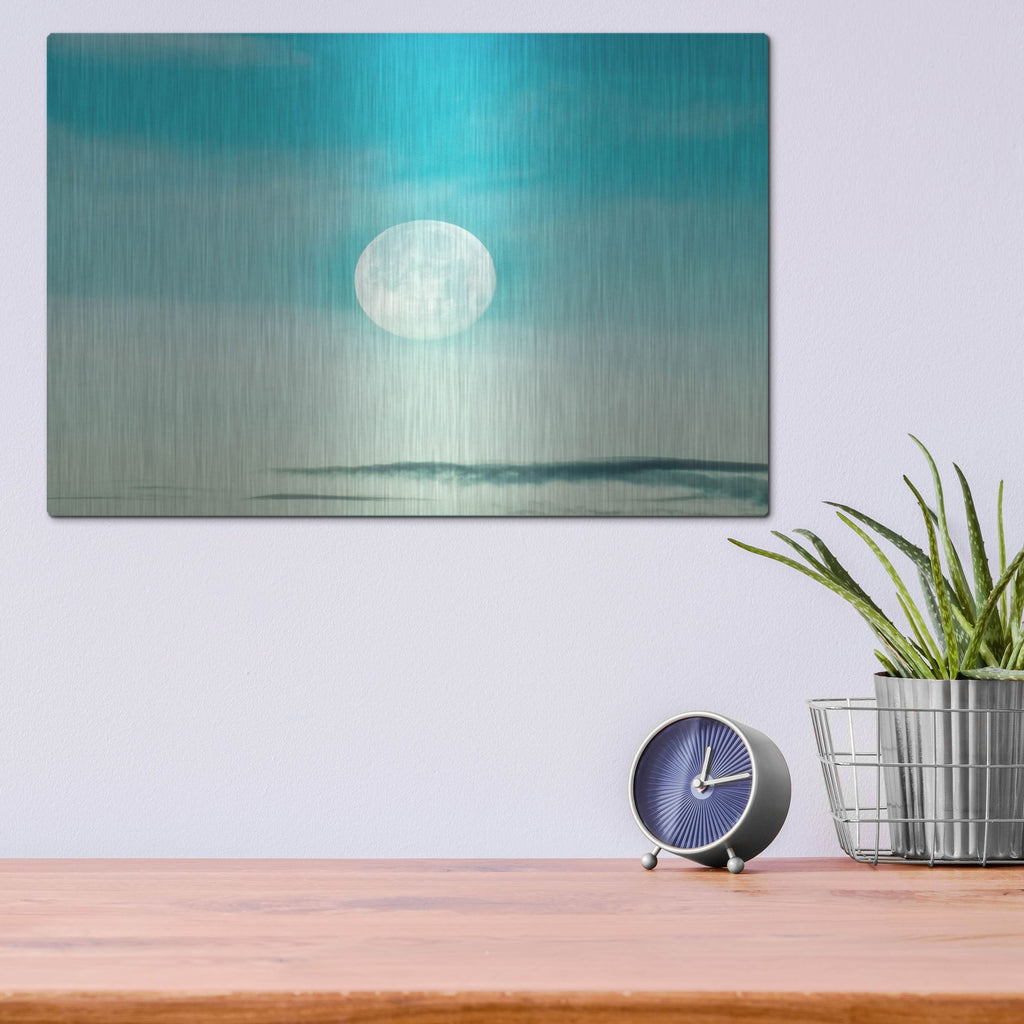 Luxe Metal Art 'Blue Moon' by Mark A Paulda, Metal Wall Art,16x12
