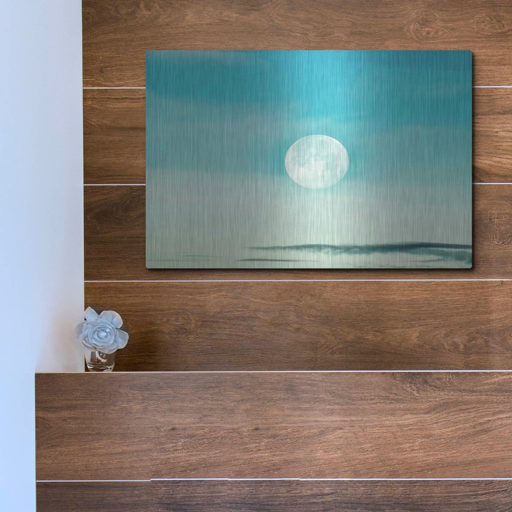 Luxe Metal Art 'Blue Moon' by Mark A Paulda, Metal Wall Art,16x12
