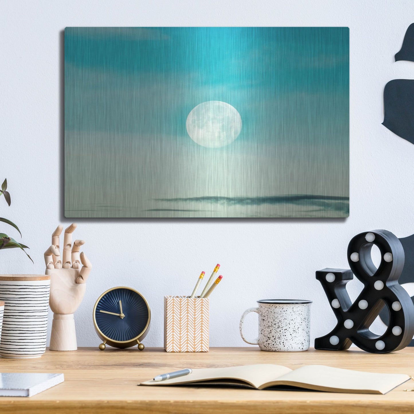 Luxe Metal Art 'Blue Moon' by Mark A Paulda, Metal Wall Art,16x12